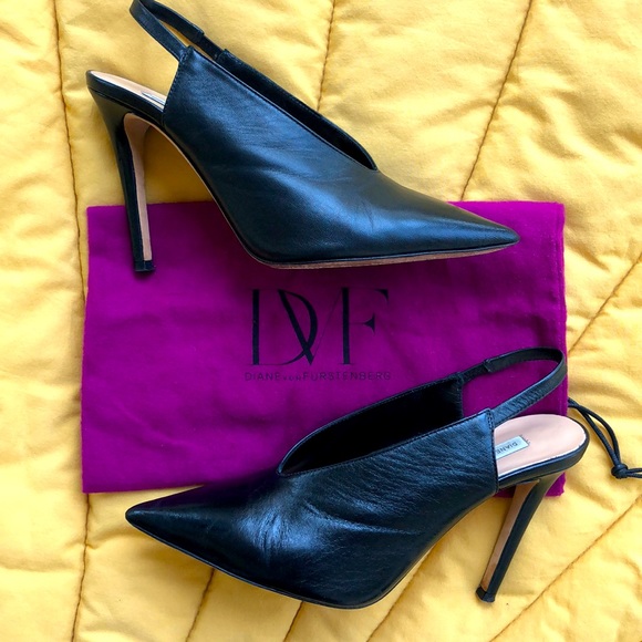 Designer DVF sling pumps. Black. Size 6.5